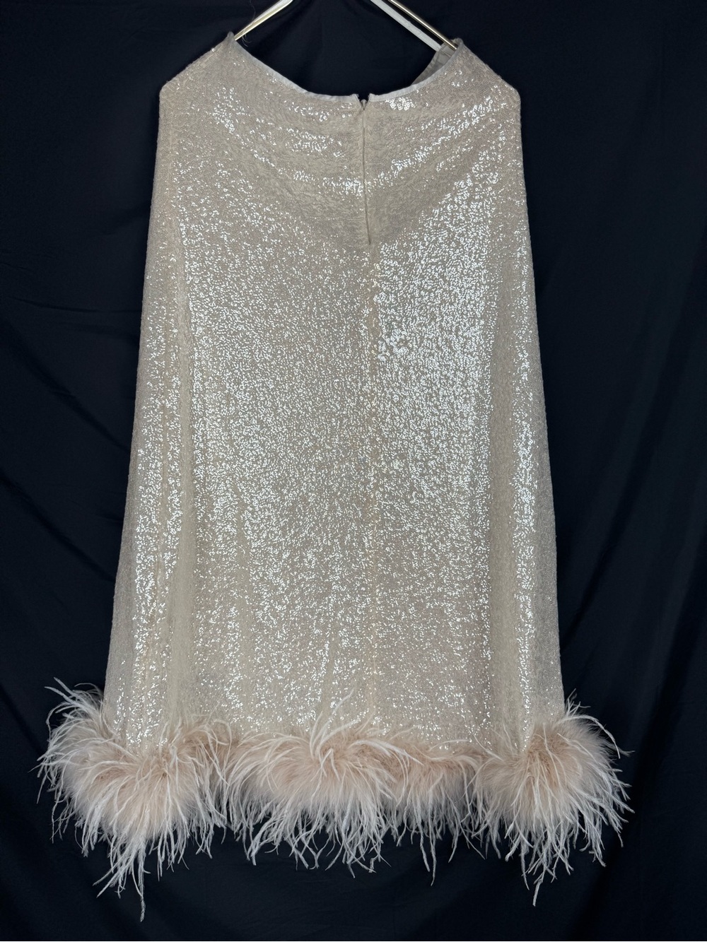 Antonio Melani Nicola Bathie Sequin Feather Trim Maxi Skirt Set Champagne - Picture 16 of 16